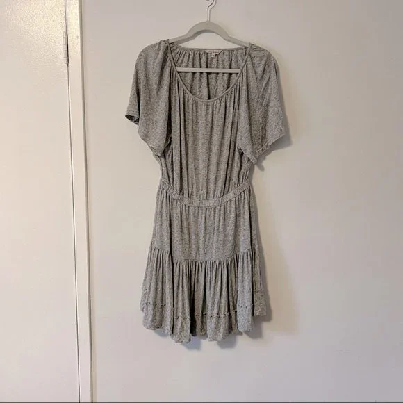 Rebecca Taylor Dresses | Rebecca Taylor Jersey Knit Gray Back Cut Out Gathered Jersey Dress In Size Large | Color: Gray | Size: L | Emmynelson's